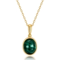 Elegante ciondolo ovale in malachite verde naturale su una fine catena dorata - Ciondolo Solo (Senza Catena) (Malachite) / Argento 925
