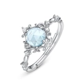 Anillo vintage corona de flores en plata 925 con topacio azul y banda ajustable - Abierto Ajustable / Plata 925 / Topacio Azul Cielo