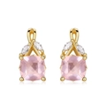 Elegant gold plated S925 silver earrings featuring square pink crystal and marquise zircon - Adjustable Open / Earrings