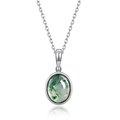 Collana in argento con ciondolo ovale in agata muschiata e castone minimalista - Ciondolo Solo (Senza Catena) (Agata muschiata) / Argento 925
