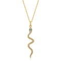 S925 sterling silver snake pendant necklace with green zircon eyes and white stones - 925 Silver / Pendant Only (Without Chain)