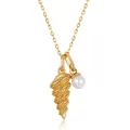 Golden 925 silver necklace with seashell pendant and natural freshwater pearl - Natural Freshwater Pearl (Conch) / 925 Silver