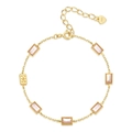 Bracciale vintage in argento 925 con barre in conchiglia rosa e ciondoli dorati incisi - Argento 925 / Rosa