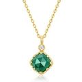 Square green agate pendant necklace with gold vintage lace setting on white background - Pendant Only (Without Chain) / 925 Silver