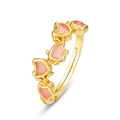 Anillo ajustable de plata bañada en oro con cinco dulces motivos de mariposa rosa - Abierto Ajustable / Rosa