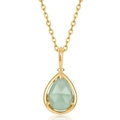 Vergoldete S925 Silberkette mit birnenförmigem, hellgrünem Aventurin-Edelsteinanhänger - Nur Anhänger (Ohne Kette) / 925er Silber
