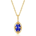 Vintage Halskette aus vergoldetem S925 Silber mit Lapislazuli und Kristall Anhänger - 925er Silber / Anhänger mit Kette