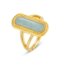 Vintage-Ring mit rechteckigem Amazonit, 10K vergoldetes 925er Silber, verstellbar - Einstellbar Offen / Gold (Amazonit)