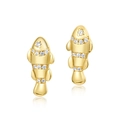Eleganti orecchini a lobo in argento s925 a pesce pagliaccio con placcatura in oro e zirconi - Argento 925 / Stud orecchini