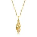 925 silver 10K gold plated necklace with conch pendant and white zircons - Pendant Only (No Chain) / 925 Silver