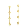 925 silver gold plated long drop earrings featuring four round iridescent opal stones - 925 Silver / Synthetic Opal