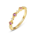 Anello retrò regolabile in oro con pietre viola e accenti scintillanti raffinati - Aperto Regolabile / Ametista