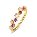 S925 silver gold-plated ring featuring lavender amethyst and synthetic opal gemstones - Adjustable Open / Opal and Amethyst Color