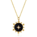 Starry sky blue sandstone compass pendant in 925 sterling silver with 10K gold plating - 925 Silver / Pendant Only (No Chain)
