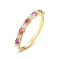 S925 Silber vergoldeter Ring mit Lavendel-Amethysten und weißen Zirkonia-Steinen - HK11 / Amethyst