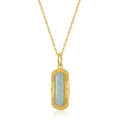 Vintage style 925 silver gold plated rectangular pendant with Amazonite gemstone - Amazonite Pendant Only (Without Chain) / 925 Silver