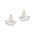 Pendientes de plata S925 con metal martillado e incrustación de nácar en forma de gota - Plata 925 / Oro Blanco Plata Gruesa