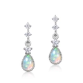 Orecchini in argento S925 con opale sintetico a goccia e dettagli in zirconi - Argento 925 / Argento