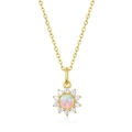 Elegant gold sun pendant necklace with opal center and sparkling cubic zirconia stones - Pendant Only (No Chain) / 925 Silver