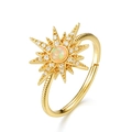 Bague soleil de luxe en argent 925 avec pierre opale et incrustation de zircon - Or
