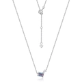 Minimalist 925 silver necklace with rectangular purple alexandrite gemstone pendant - 925 Silver / Cultivated Alexandrite