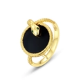Detail of S925 sterling silver snake ring showing intricate scales and black onyx stone - Adjustable Open / Black Agate