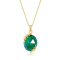 Elegante vergoldete 925 Silberhalskette mit grünem Achat Weidenblatt Anhänger - Anhänger Ohne Kette (P013435) / 925er Silber