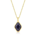 S925 silver necklace with a geometric dark blue lapis lazuli pendant and gold chain - 925 Silver / Pendant Only (No Chain)