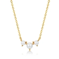 Collana minimalista in argento S925 con tre perle bianche su una catena dorata lucida - Placcato Oro (Argento 925)