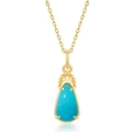 Collana in argento S925 dorato con ciondolo in pietra di amazzonite a goccia - Set Collana con Ciondolo (PD014916)