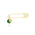 Spilla a balia in argento S925 dorato con ciondolo in zircone verde di forma quadrata - Oro 10K