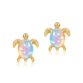 Pendientes de tortuga en plata S925 con opale colorido y acabado de oro fino - Pendientes (ER014978)