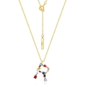 S925 sterling silver rainbow zircon letter R pendant necklace in 18K gold finish - 925 Silver / Style R (N010510)