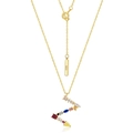 Gold plated S925 silver letter Z necklace with multi-colored rainbow cubic zirconia - 925 Silver / Style Z (N010517)