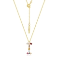 Collana in argento S925 dorato con pendente lettera I e zirconi multicolore - Argento 925 / Stile I (N010524)