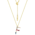 Collana in argento S925 dorato con pendente lettera F e zirconi multicolore - Argento 925 / Stile F (N010500)