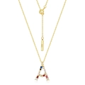 Collana con lettera A in argento S925 dorato 18K con zirconi colorati arcobaleno - Argento 925 / Stile A (N010496)
