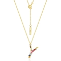 Collana lettera Y arcobaleno in argento sterling S925 con zirconi colorati pavé - Argento 925 / Stile Y (N010516)