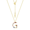 Collana in argento S925 dorato con ciondolo a lettera G maiuscola con zirconi arcobaleno - Argento 925 / Stile G (N010501)