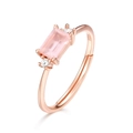 Elegant S925 sterling silver ring with rose gold plating and pink quartz gemstone - Adjustable Open / Rose Gold/Rose Quartz