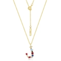Collana in argento S925 dorato con ciondolo lettera J e cristalli arcobaleno misti - Argento 925 / Stile J (N010503)