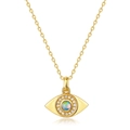 Collana minimalista in argento S925 dorato con ciondolo occhio del male e opale centrale - Argento 925 / Oro 10K + Lacca (Ciondolo con Catena)