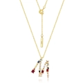 Collana in argento S925 placcato oro con ciondolo Lettera M e zirconi colorati - Argento 925 / Stile M (N010506)