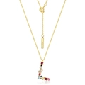 Collana in argento S925 placcato oro con ciondolo a lettera L con zirconi colorati - Argento 925 / Stile L (N010505)