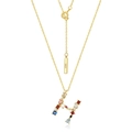 Collana in argento S925 dorato con ciondolo lettera H e zirconi colorati incastonati - Argento 925 / Stile H (N010502)