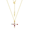 Collana a croce in argento S925 dorato con pietre preziose multicolori vivaci - Argento 925 / Stile X (N010515)