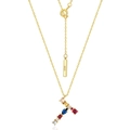 Collana con lettera T arcobaleno in argento sterling S925 con zirconi colorati - Argento 925 / Stile T (N010512)