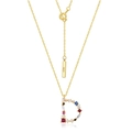 Collana in argento S925 dorato con ciondolo a lettera D e zirconi colorati incastonati - Argento 925 / Stile D (N010499)