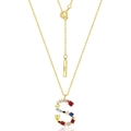Collana con lettera S in argento S925 con zirconi multicolore e finitura in oro chic - Argento 925 / Stile S (N010511)