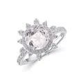 Elegant S925 sterling silver ring with snowflake engraving inside a crystal gem - HK11# / Thick Silver White Gold